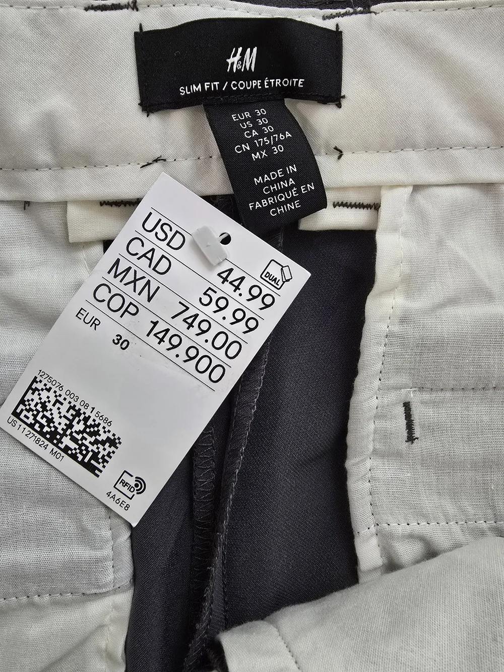 H&M Men's‎ Dress Pants Size 30 Gray Slim Fit Cropped Pants